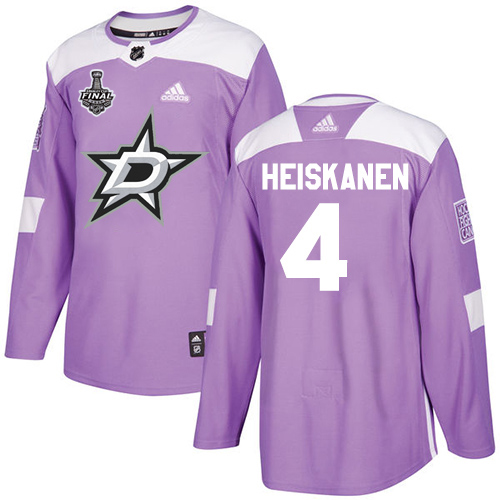 Men Adidas Dallas Stars #4 Miro Heiskanen Purple Authentic Fights Cancer 2020 Stanley Cup Final Stitched NHL Jersey->dallas stars->NHL Jersey